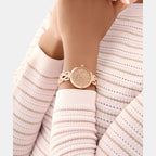 Women Quartz Rose Gold Dial Analog Stainless Steel Watch GW0868L4