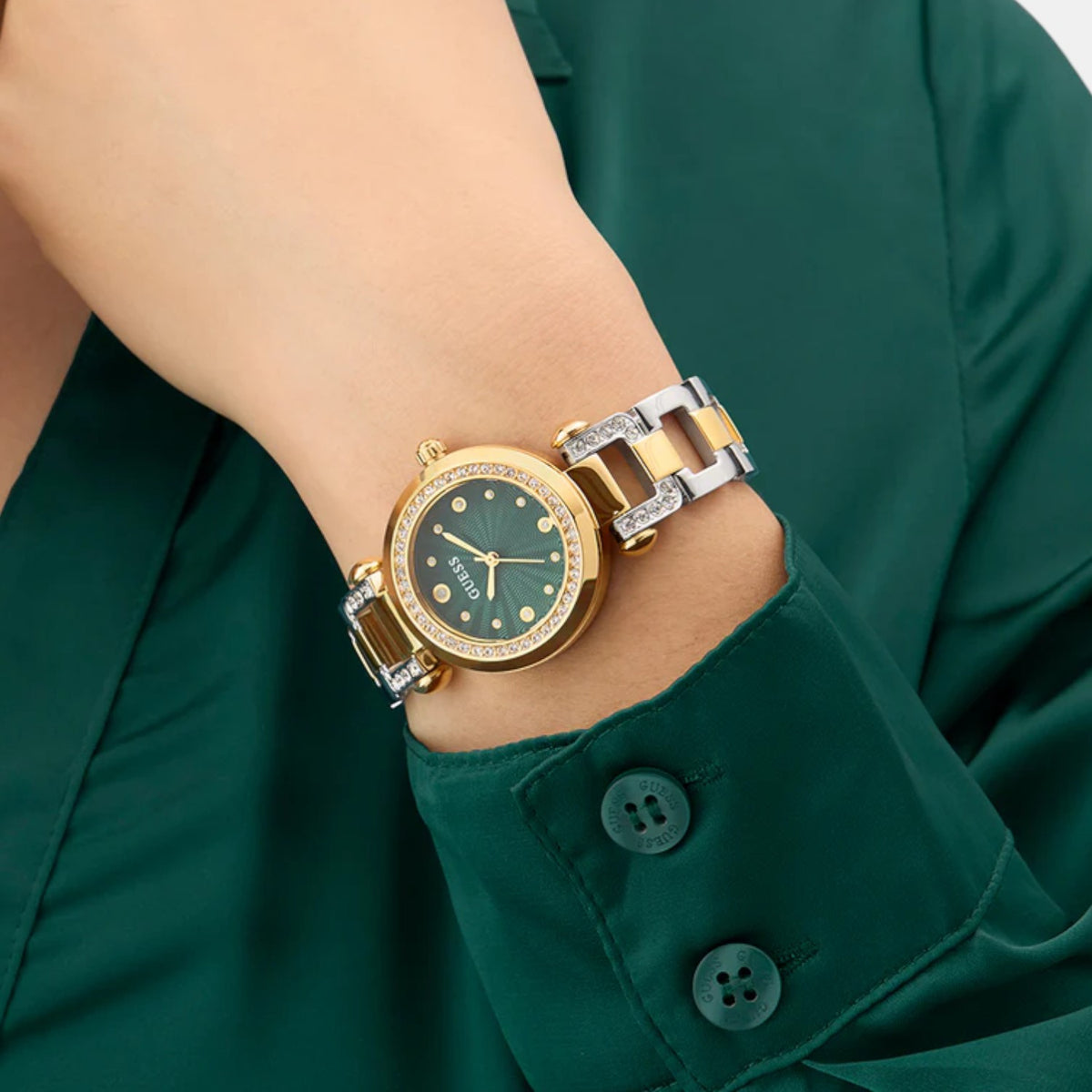 Gb Ginger Women Quartz Green Dial Analog Stainless Steel Watch Gw0869L1