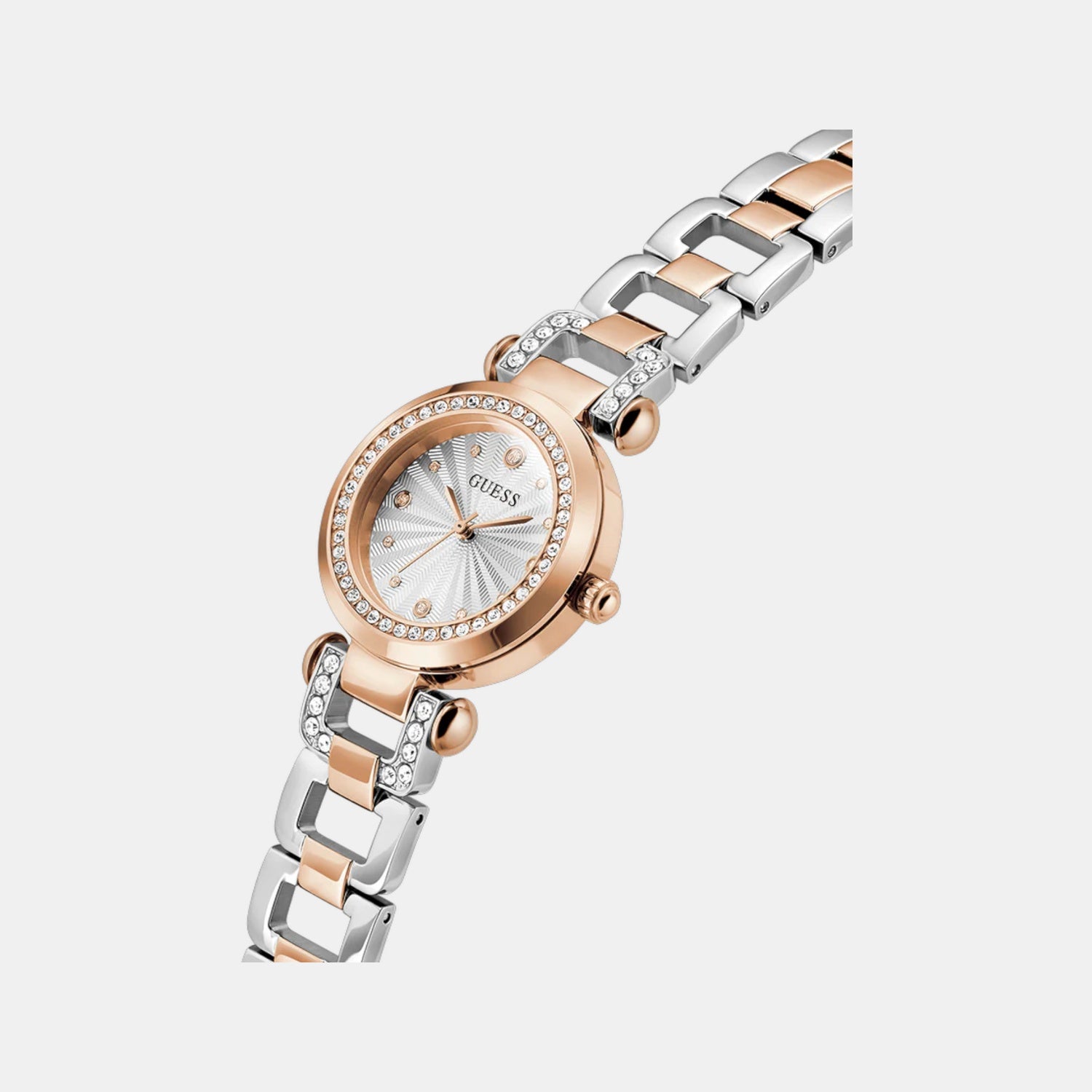 Guess Bejeweled Women Quartz Silver Dial Analog Stainless Steel Watch GW0869L2