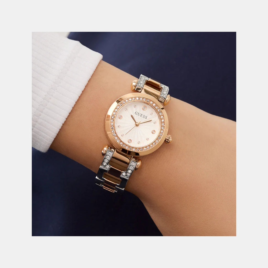 Guess Bejeweled Women Quartz Silver Dial Analog Stainless Steel Watch GW0869L2