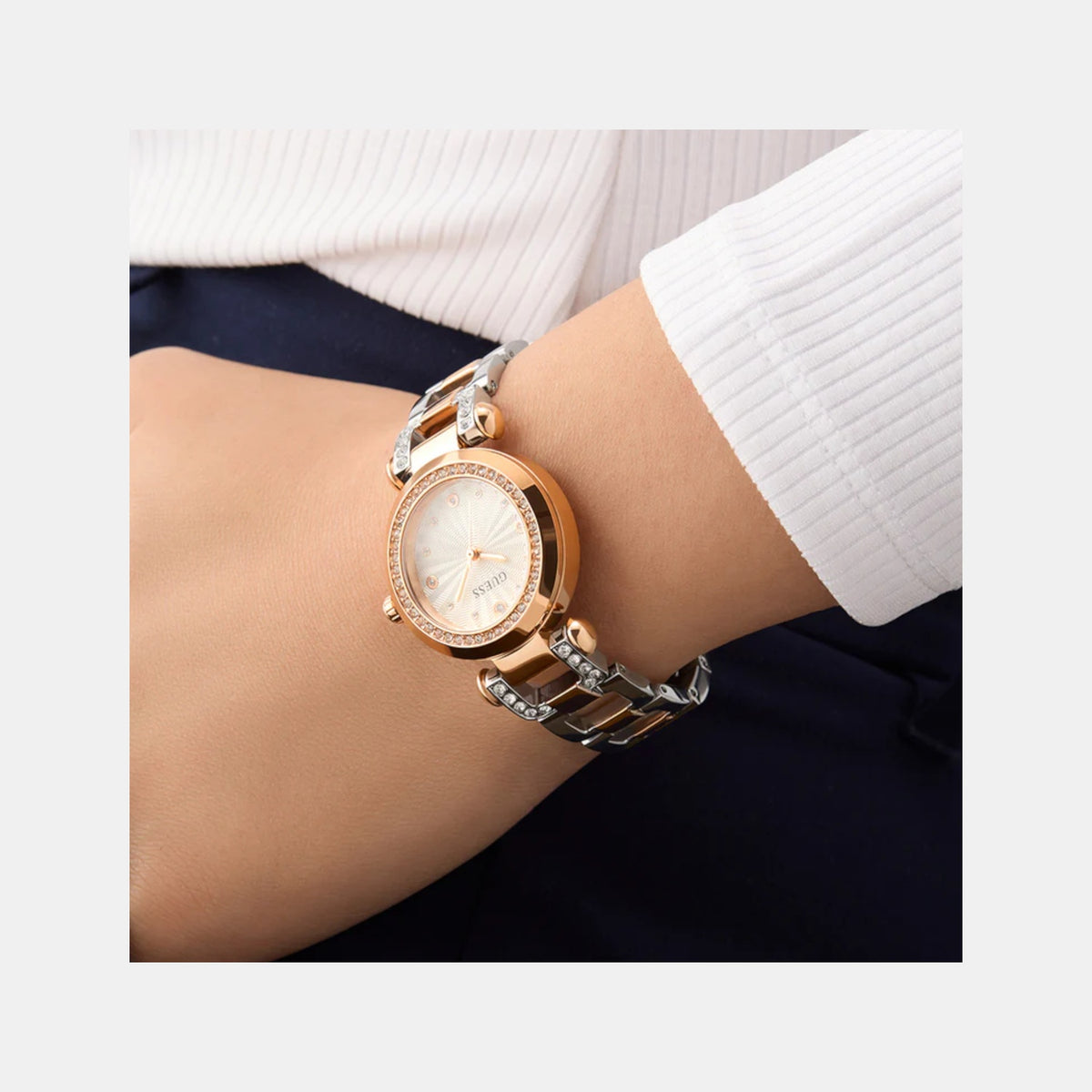 Gb Ginger Women Quartz Silver Dial Analog Stainless Steel Watch Gw0869L2