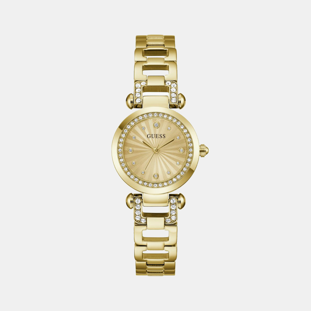 Guess Bejeweled Women Quartz Champagne Dial Analog Stainless Steel Watch GW0869L4