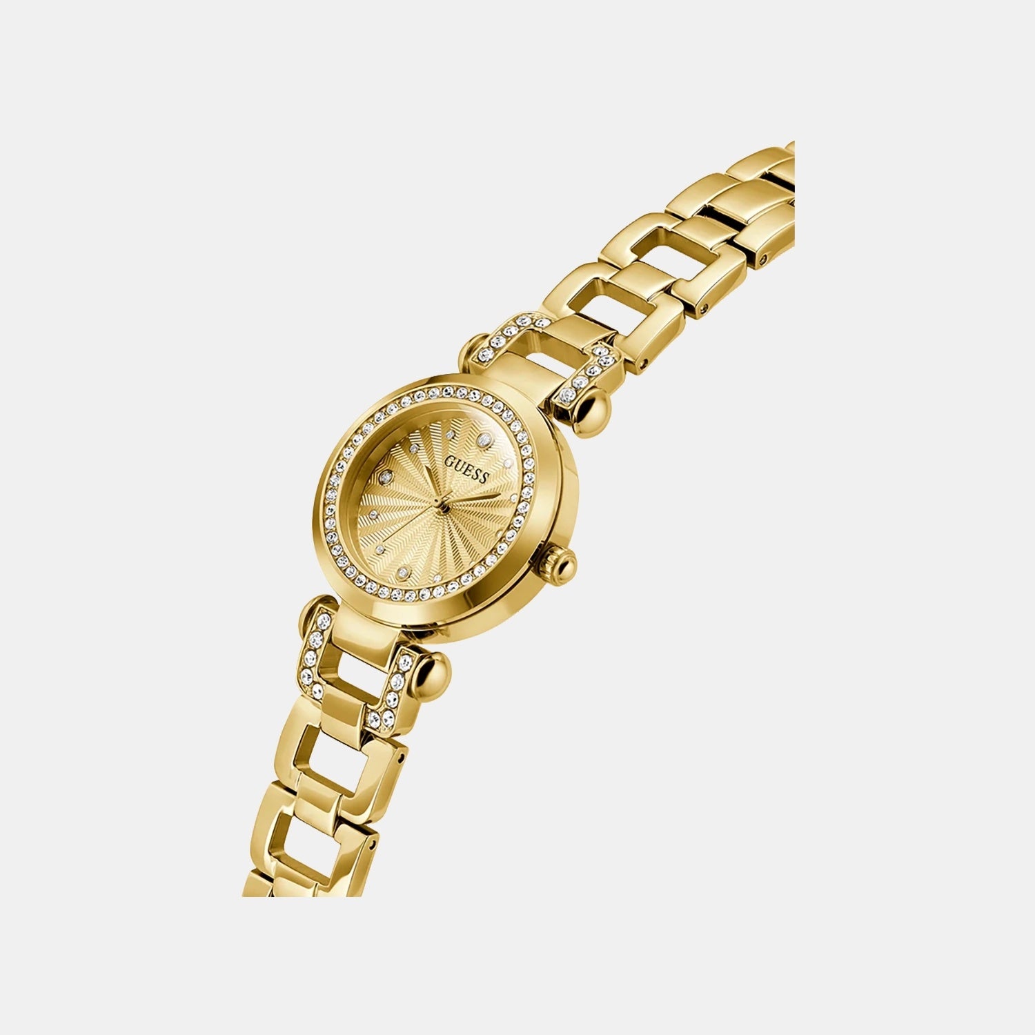 Guess Bejeweled Women Quartz Champagne Dial Analog Stainless Steel Watch GW0869L4