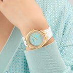 Women Quartz Mother Of Pearl Dial Analog Stainless Steel Watch GW0872L1