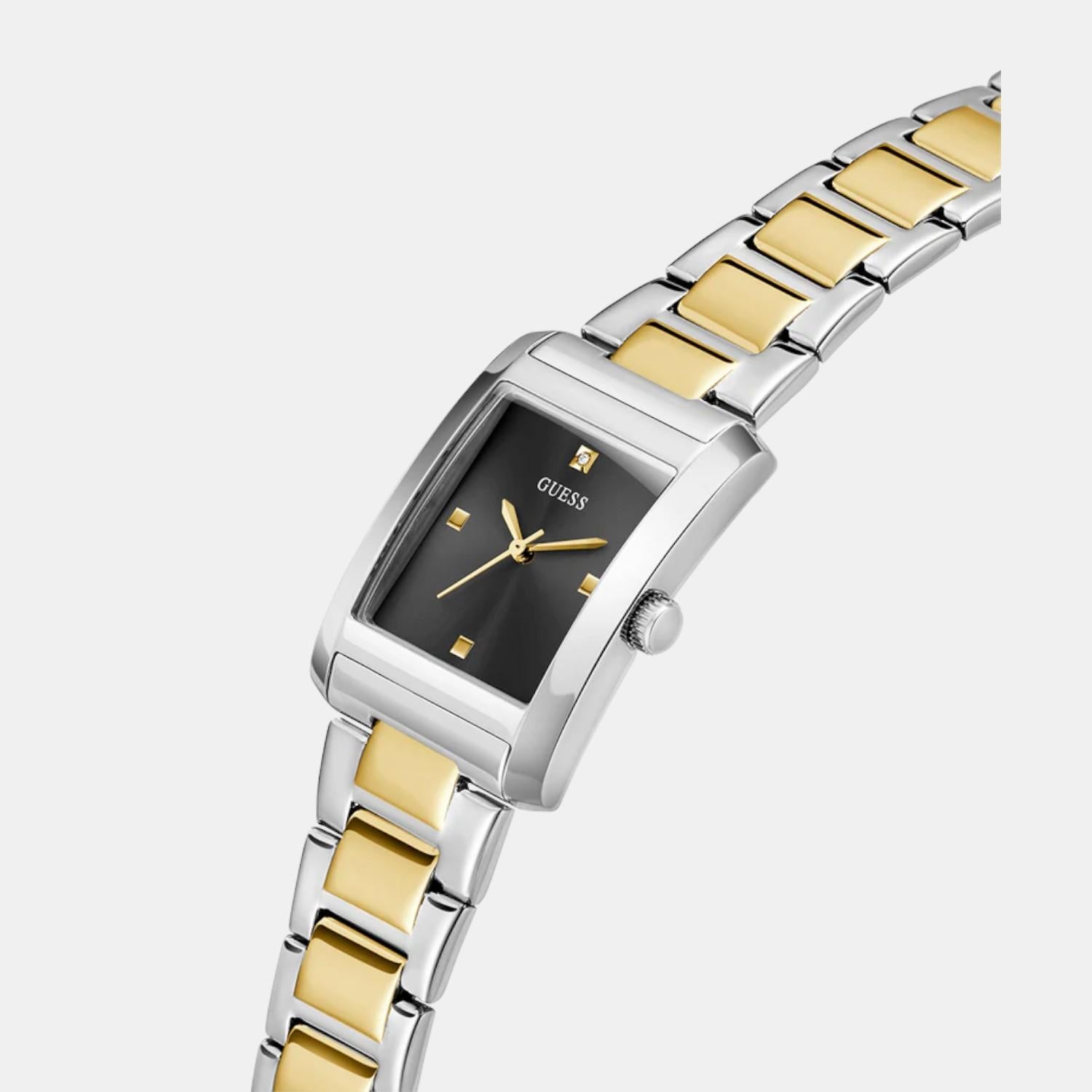 Women Quartz Black Dial Analog Stainless Steel Watch GW0876L3