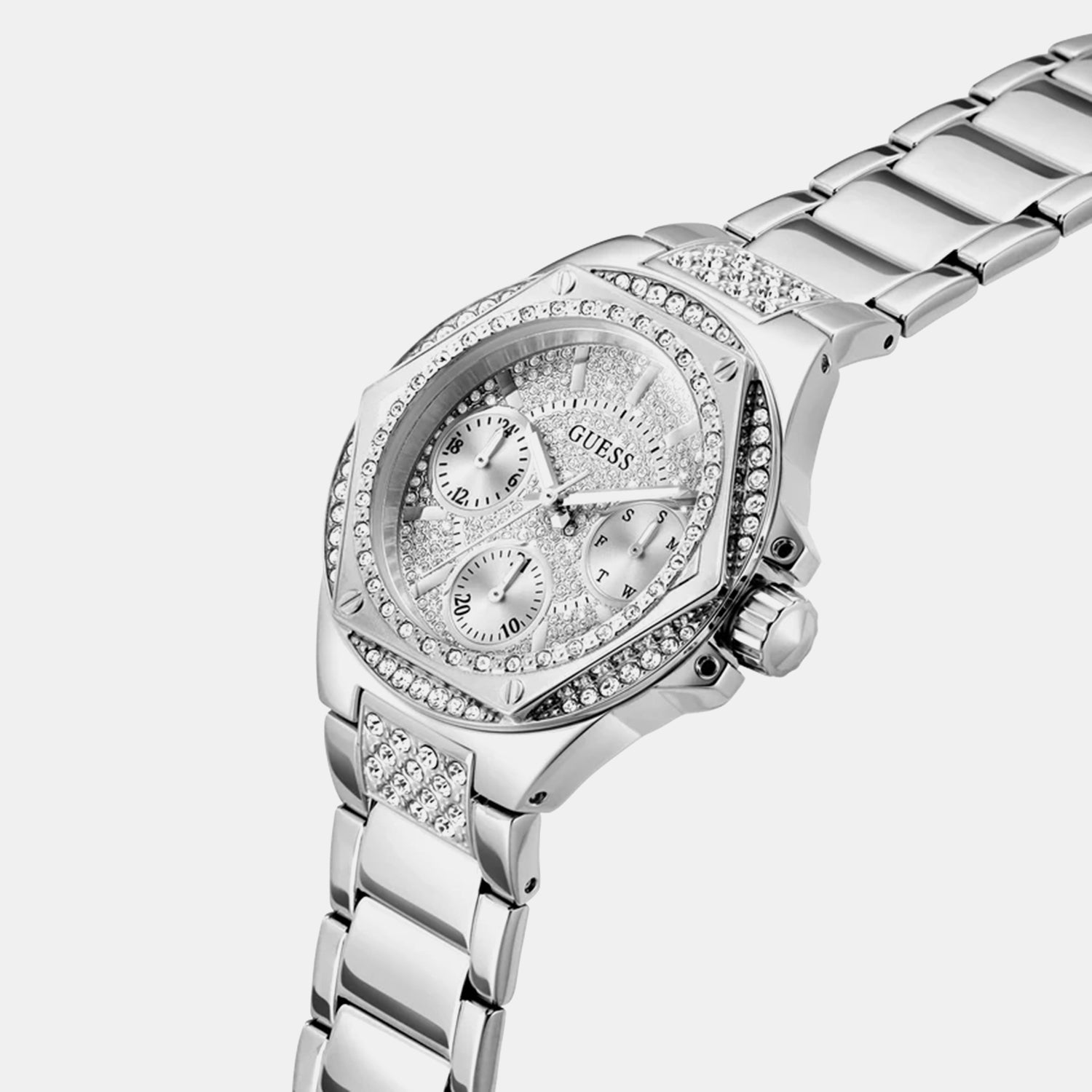 Guess Trend Women Quartz Silver Dial Multi-Function Stainless Steel Watch GW0878L1