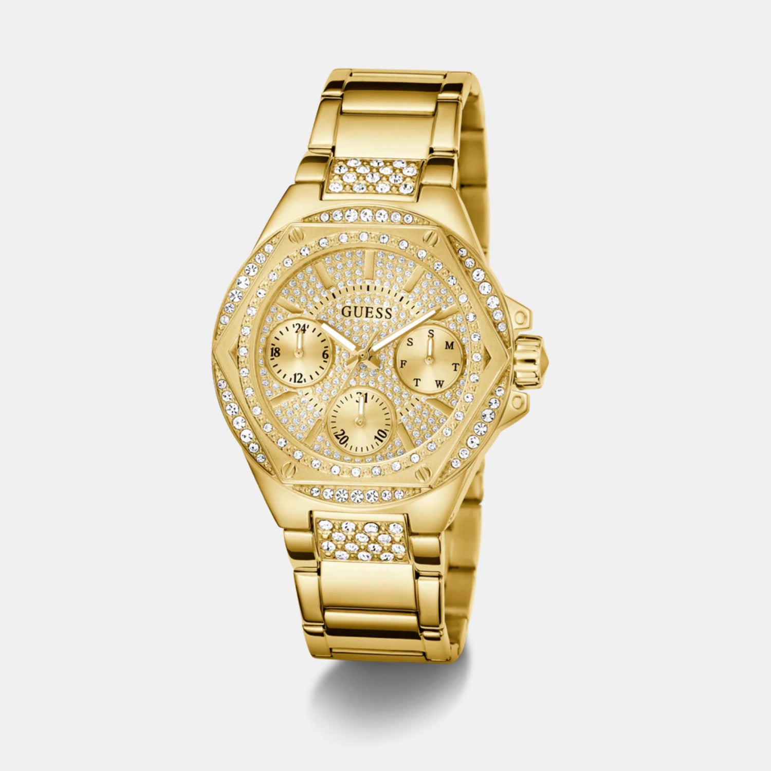 Guess Trend Women Quartz Champagne Dial Multi-Function Stainless Steel Watch GW0878L2