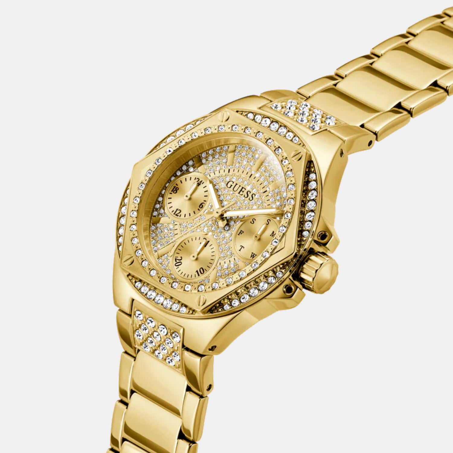 Guess Trend Women Quartz Champagne Dial Multi-Function Stainless Steel Watch GW0878L2