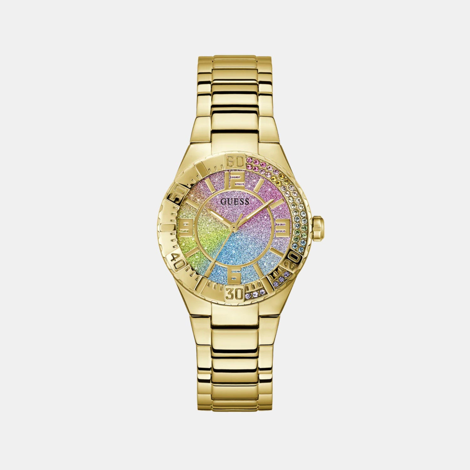 Guess Trend Women Quartz Rainbow Dial Analog Stainless Steel Watch GW0882L2