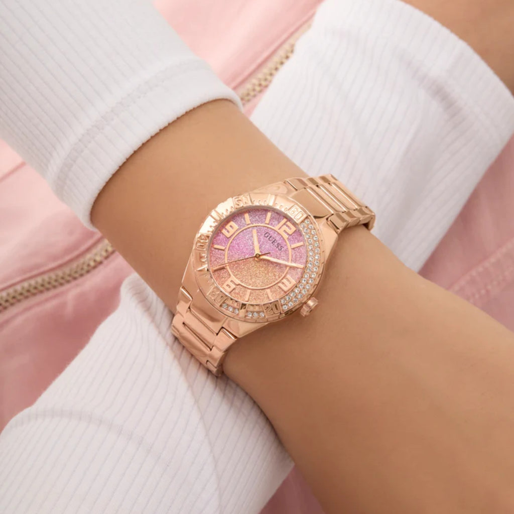Women Quartz Pink Dial Analog Stainless Steel Watch GW0882L3