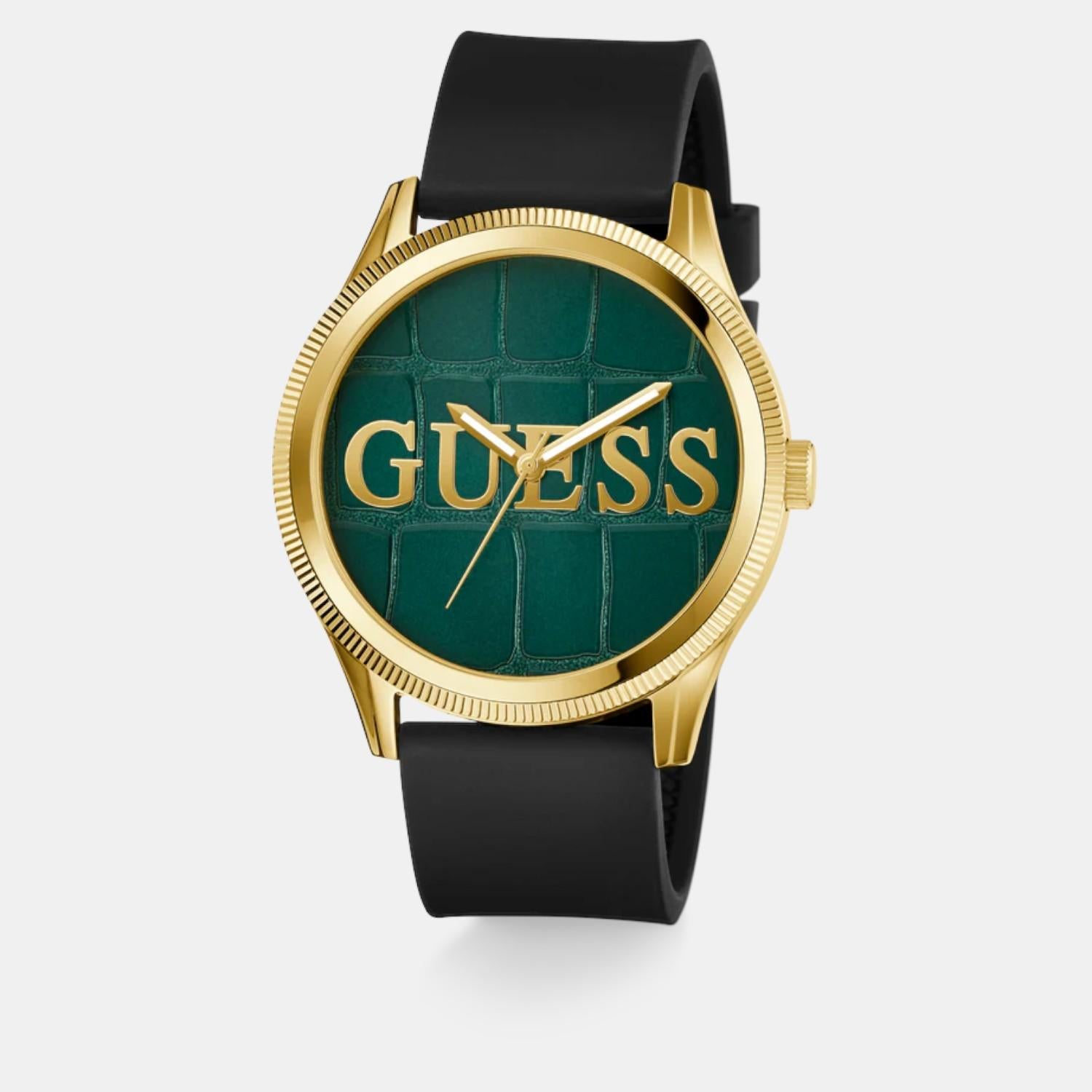 Men Quartz Green Dial Analog Silicone Watch GW0887G2