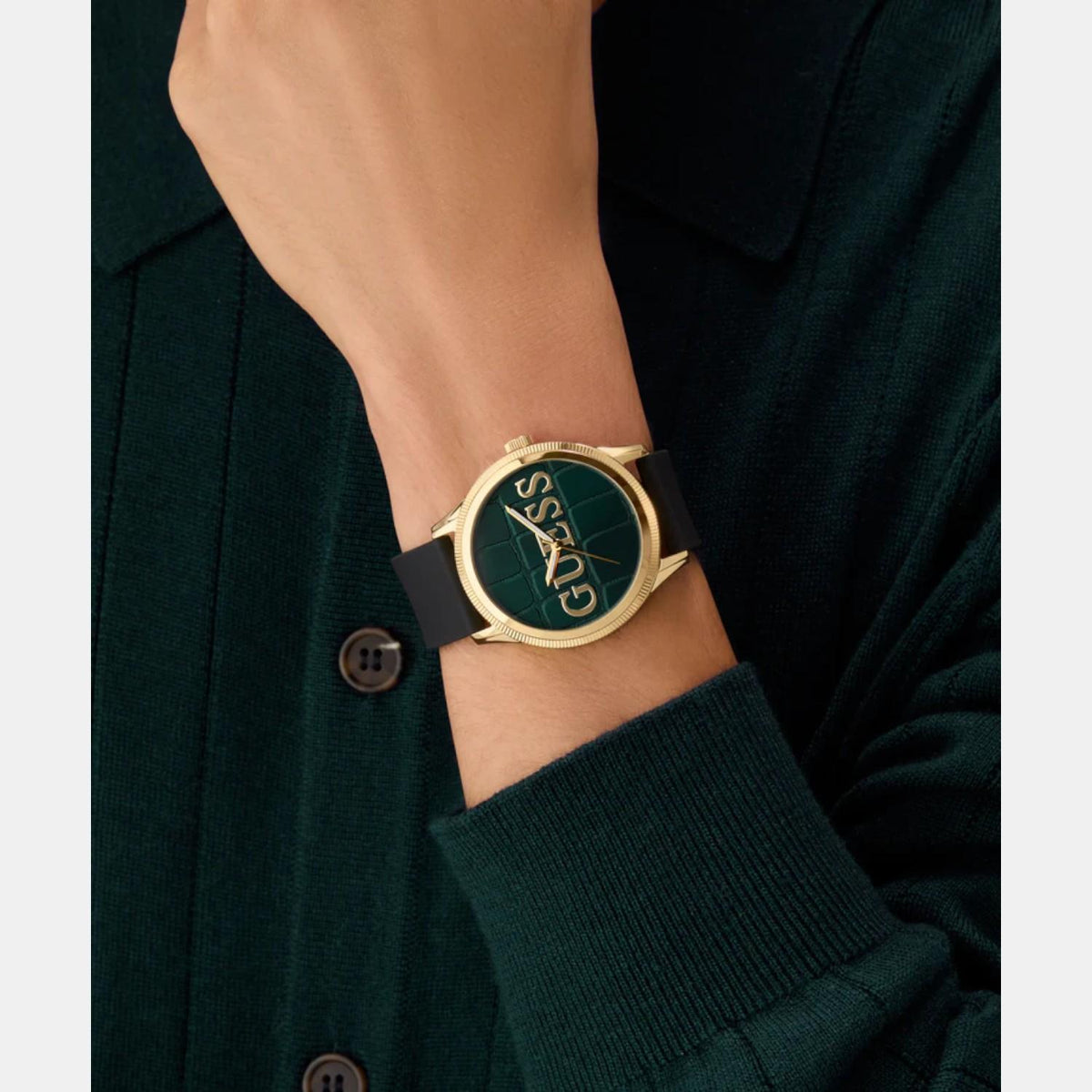 Gt Reputation Men Quartz Green Dial Analog Silicone Watch Gw0887G2
