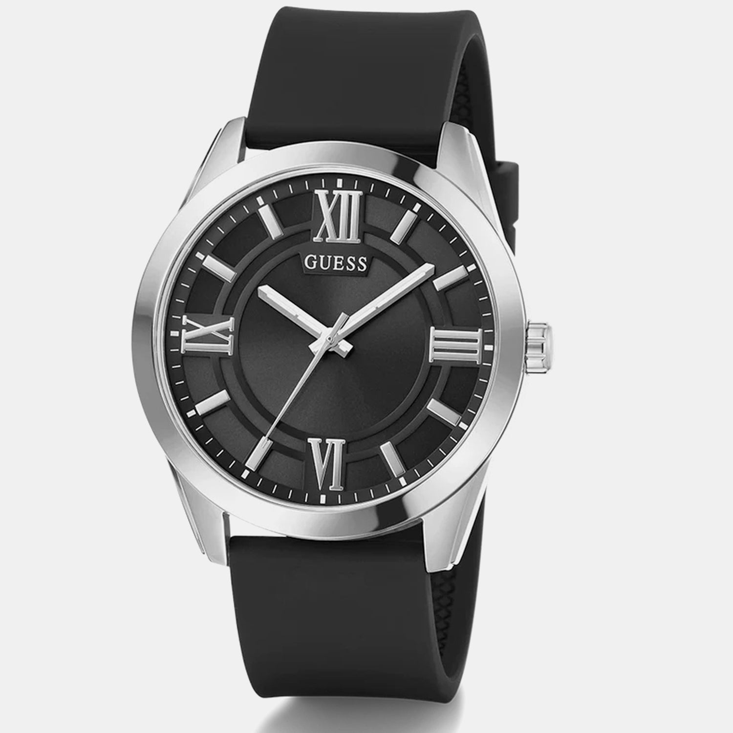 Guess Dress Men Quartz Black Dial Analog Silicone Watch GW0894G1