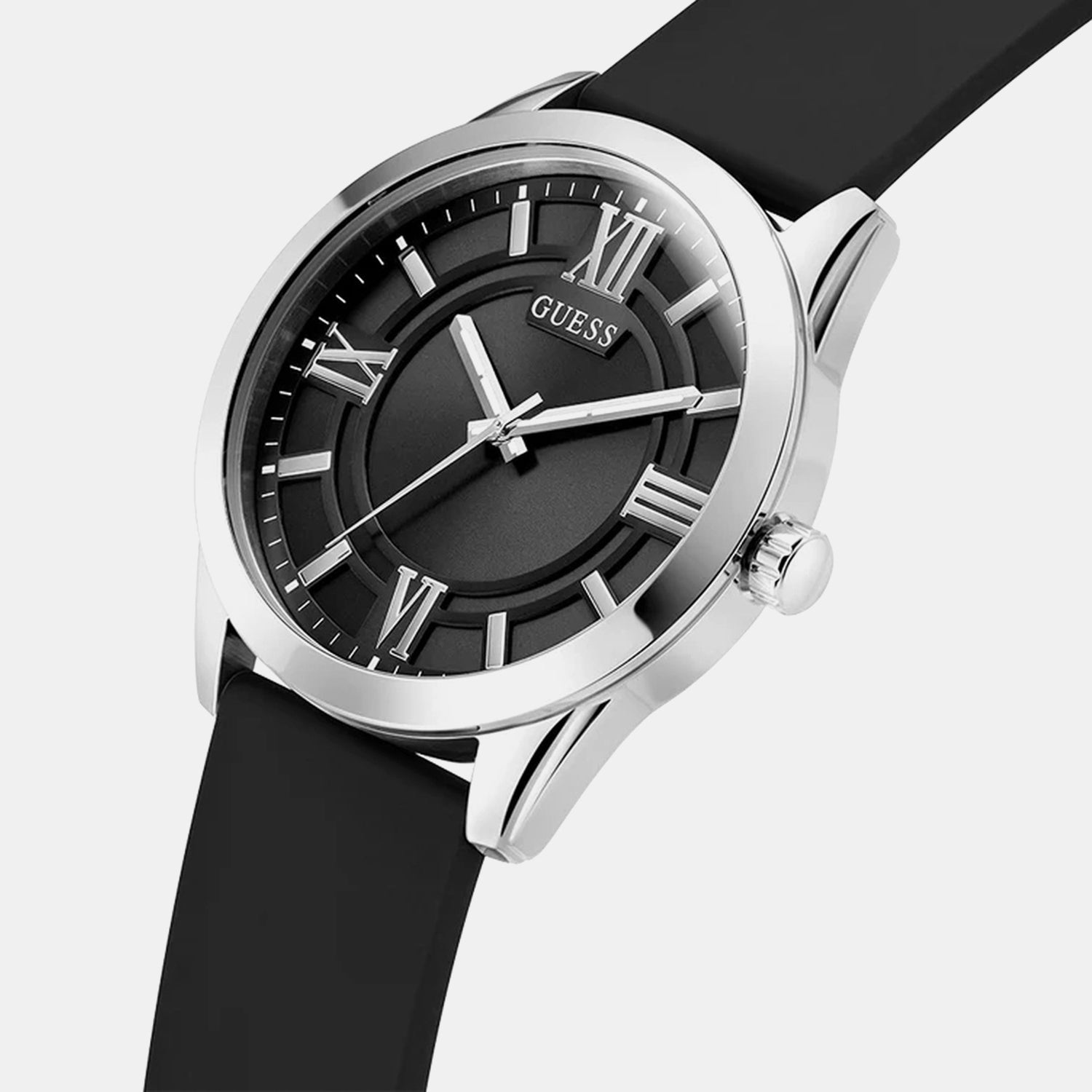 Guess Dress Men Quartz Black Dial Analog Silicone Watch GW0894G1