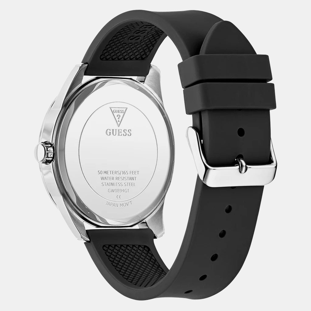 Guess Dress Men Quartz Black Dial Analog Silicone Watch GW0894G1