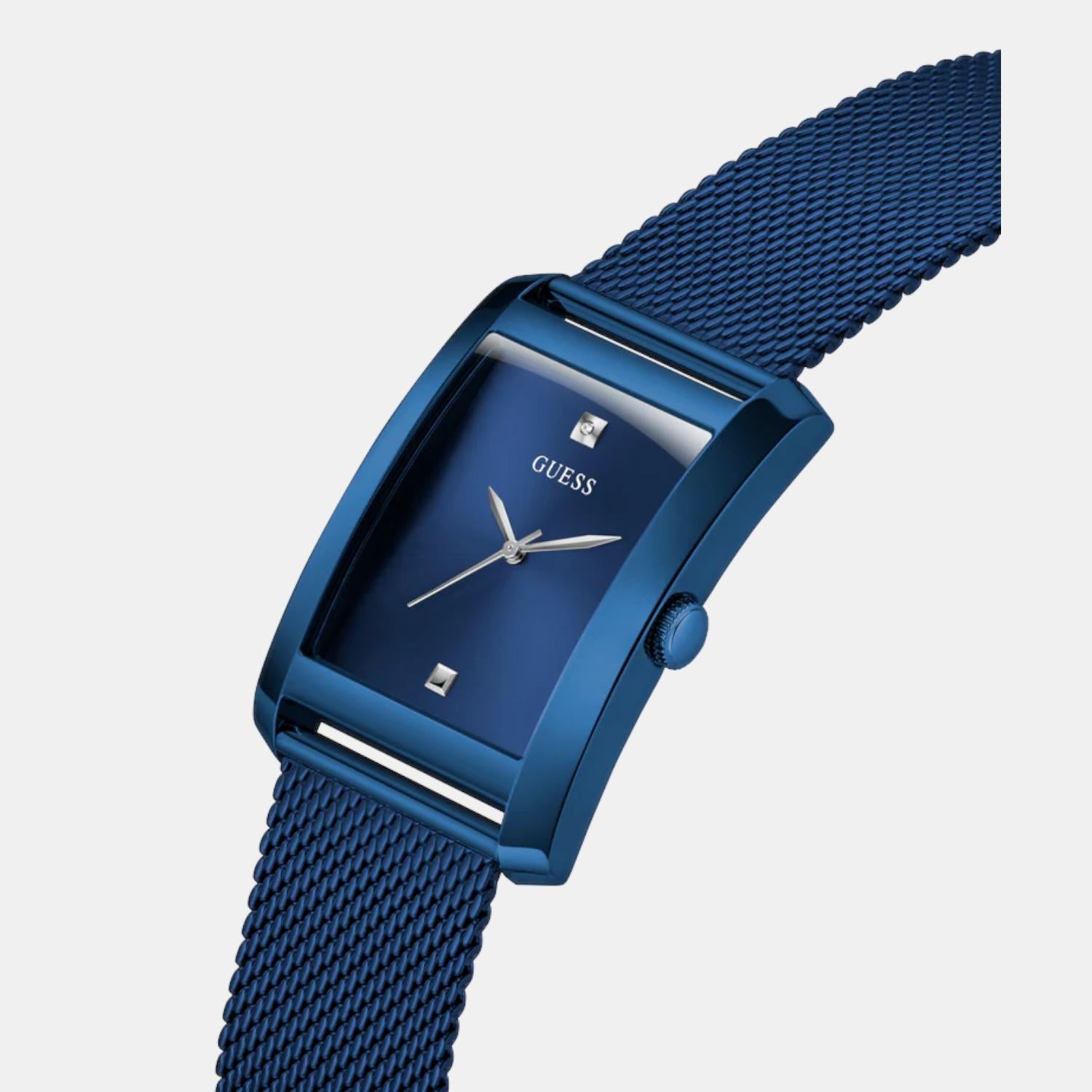 Men Quartz Blue Dial Analog Mesh Watch GW0898G2