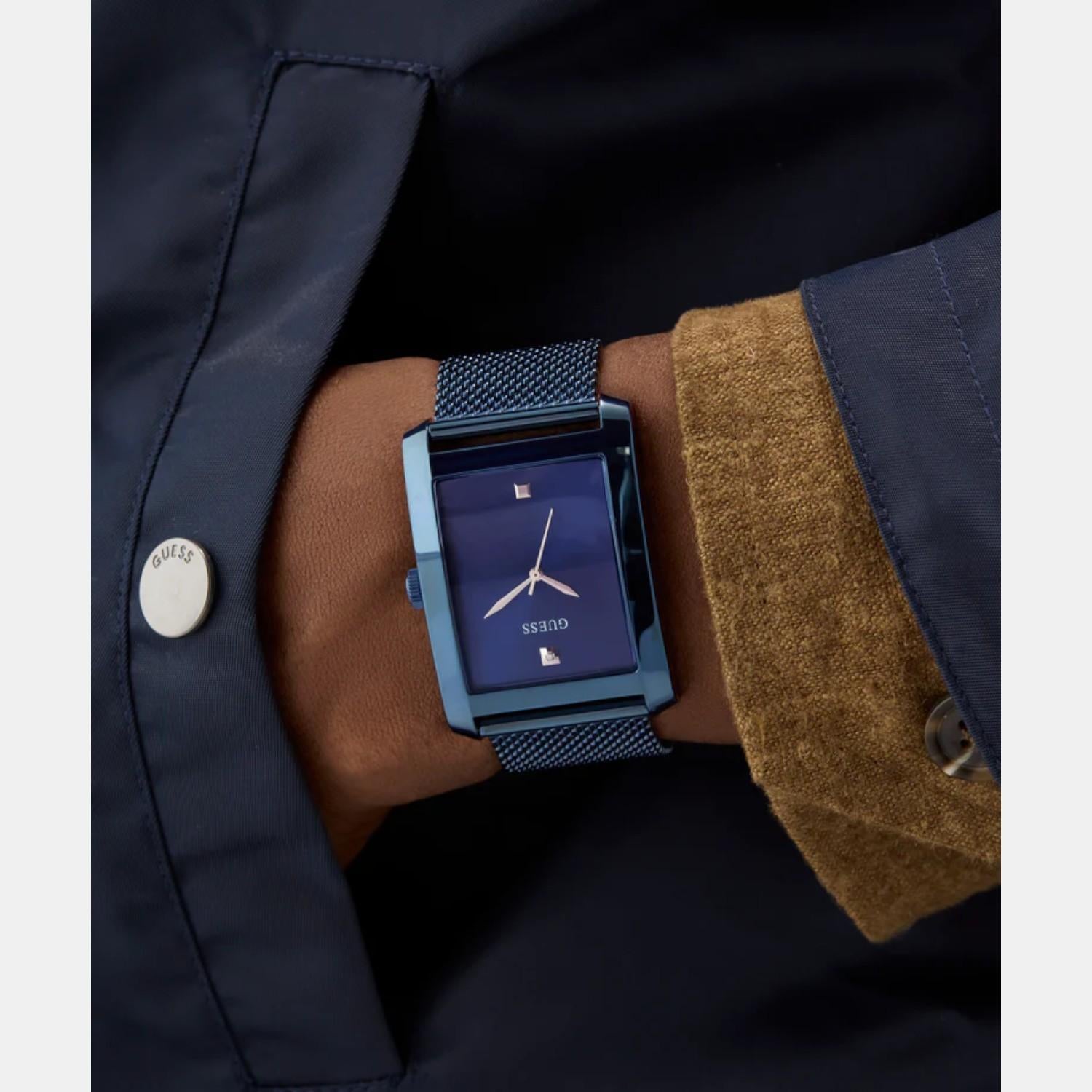 Men Quartz Blue Dial Analog Mesh Watch GW0898G2