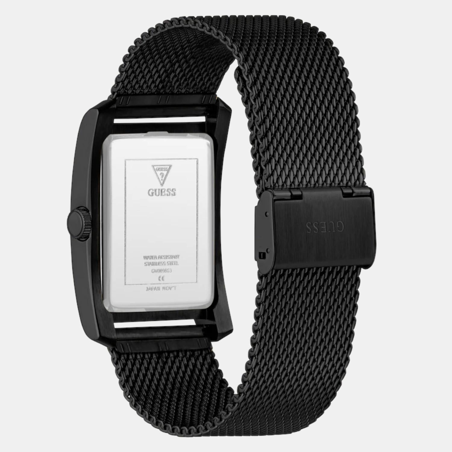 Men Quartz Black Dial Analog Mesh Watch GW0898G3