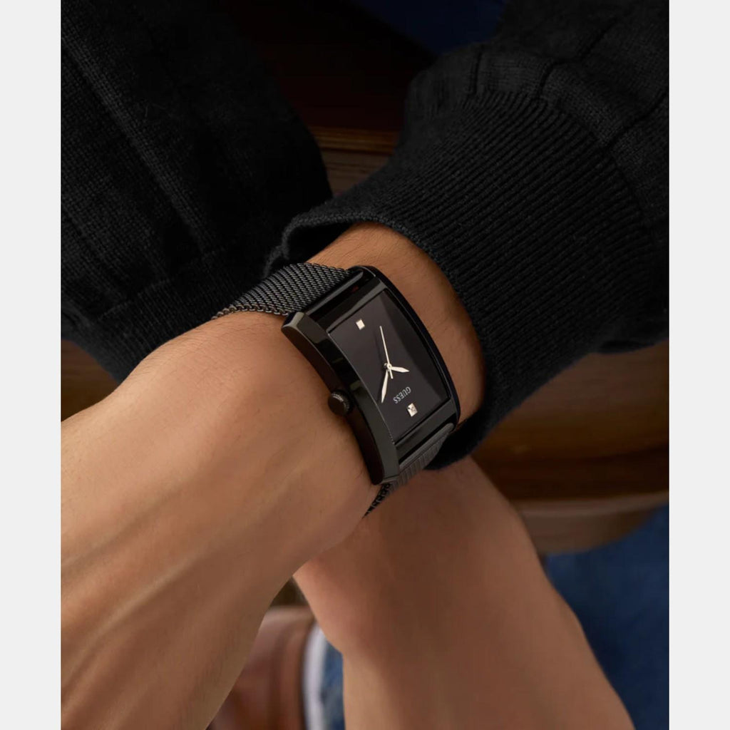 Men Quartz Black Dial Analog Mesh Watch GW0898G3