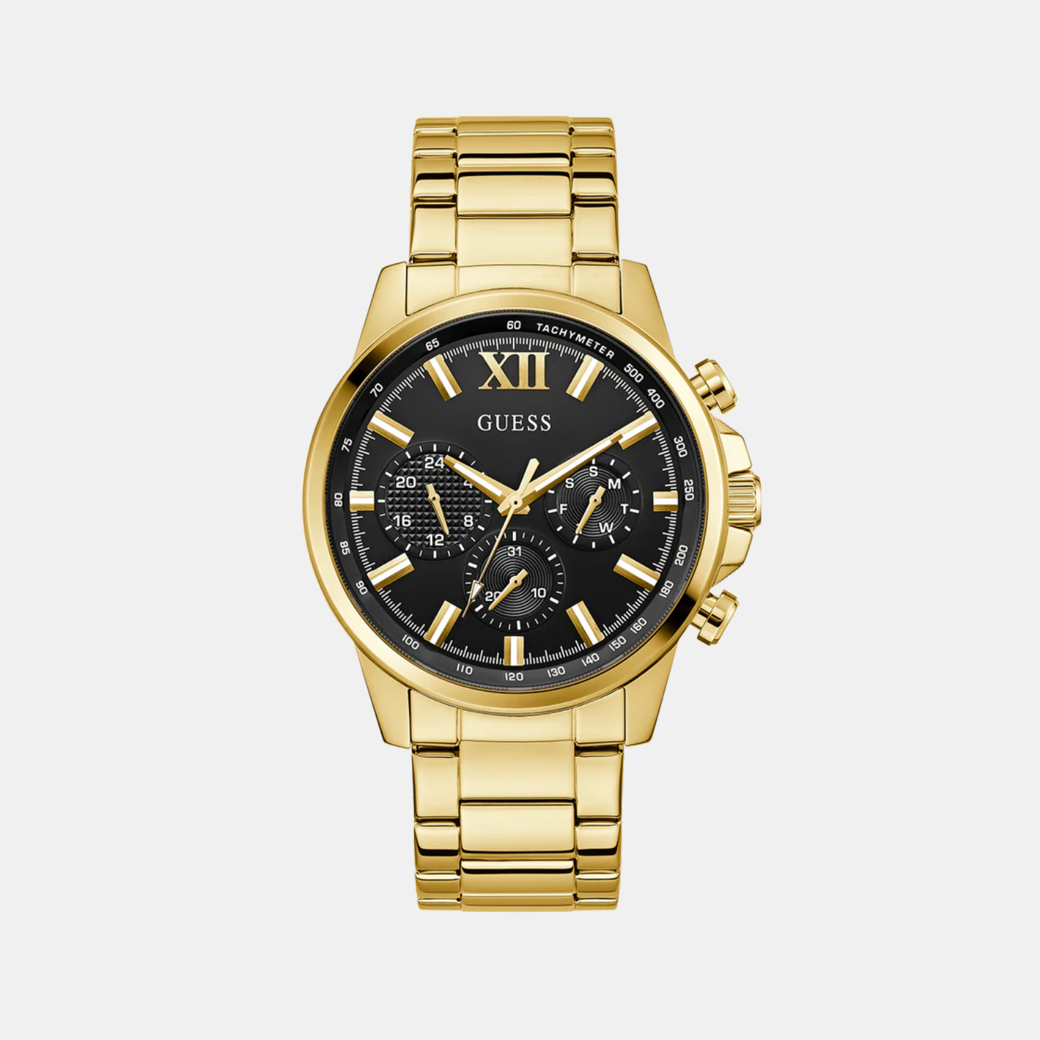 Dress Men Quartz Black Dial Chronograph Stainless Steel Watch GW0900G3