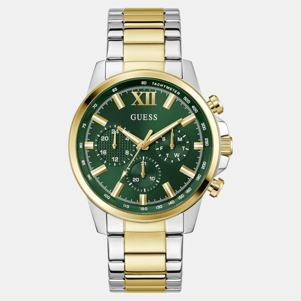 Guess Dress Men Quartz Green Dial Chronograph Stainless Steel Watch GW0900G5