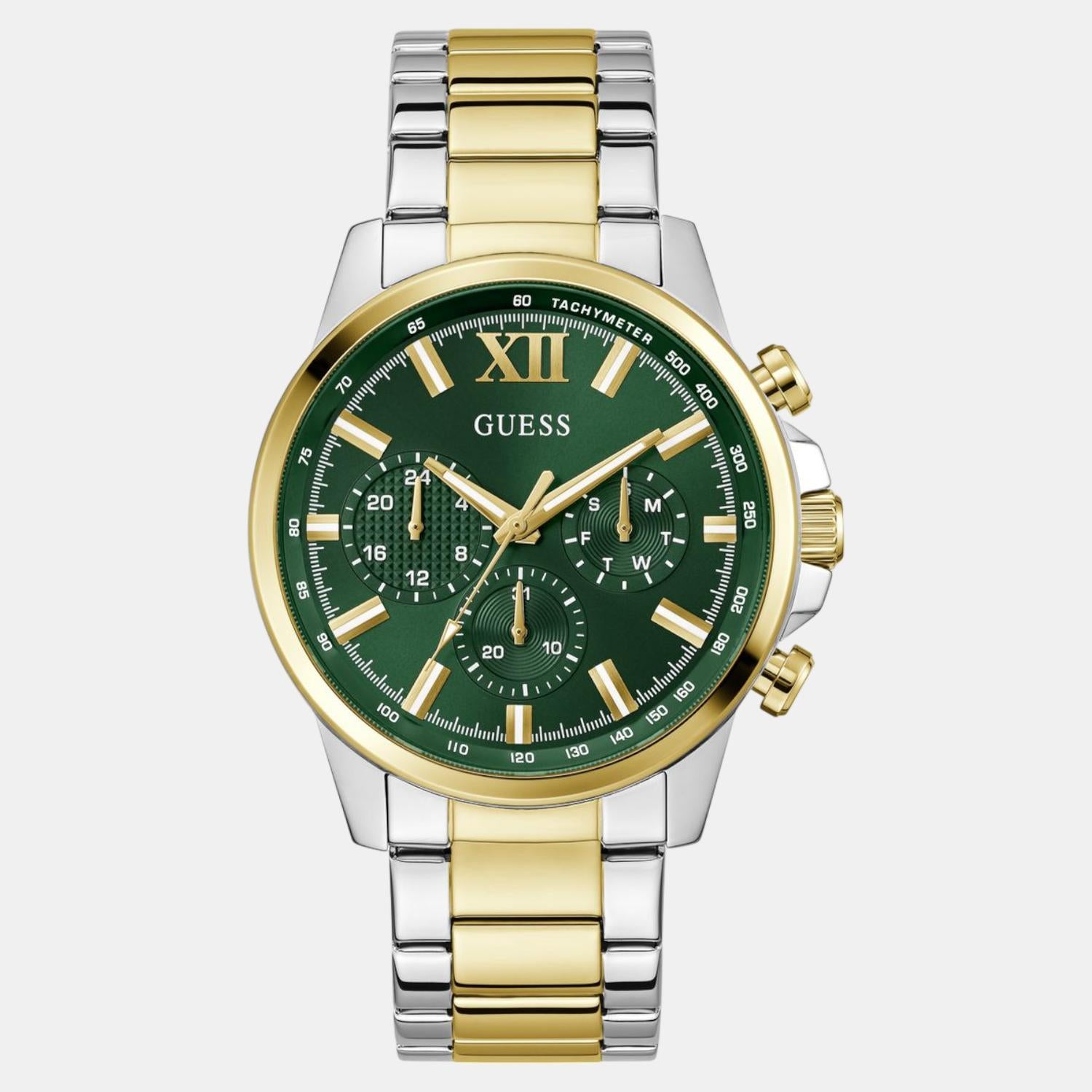 Guess Dress Men Quartz Green Dial Chronograph Stainless Steel Watch GW0900G5