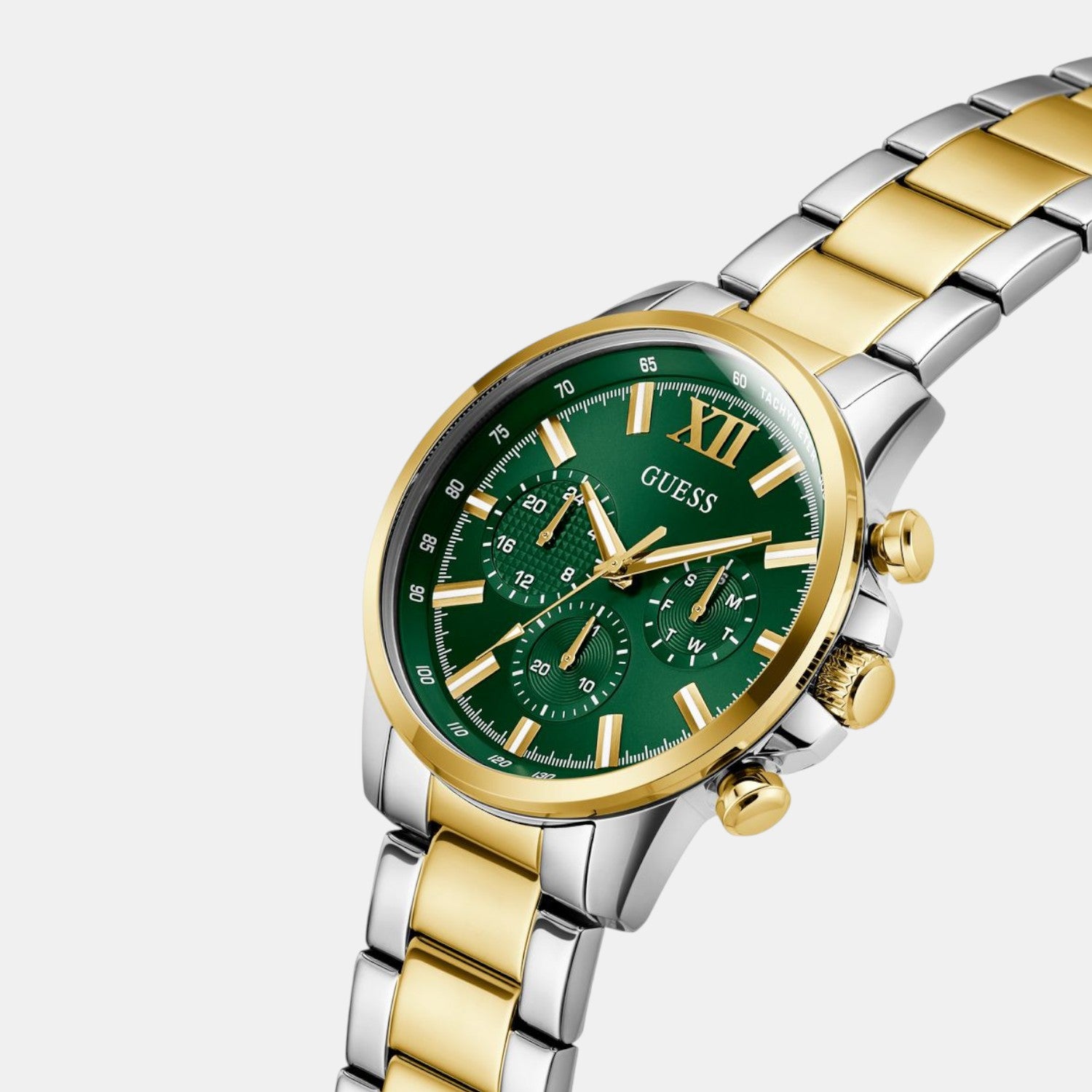 Guess Dress Men Quartz Green Dial Chronograph Stainless Steel Watch GW0900G5