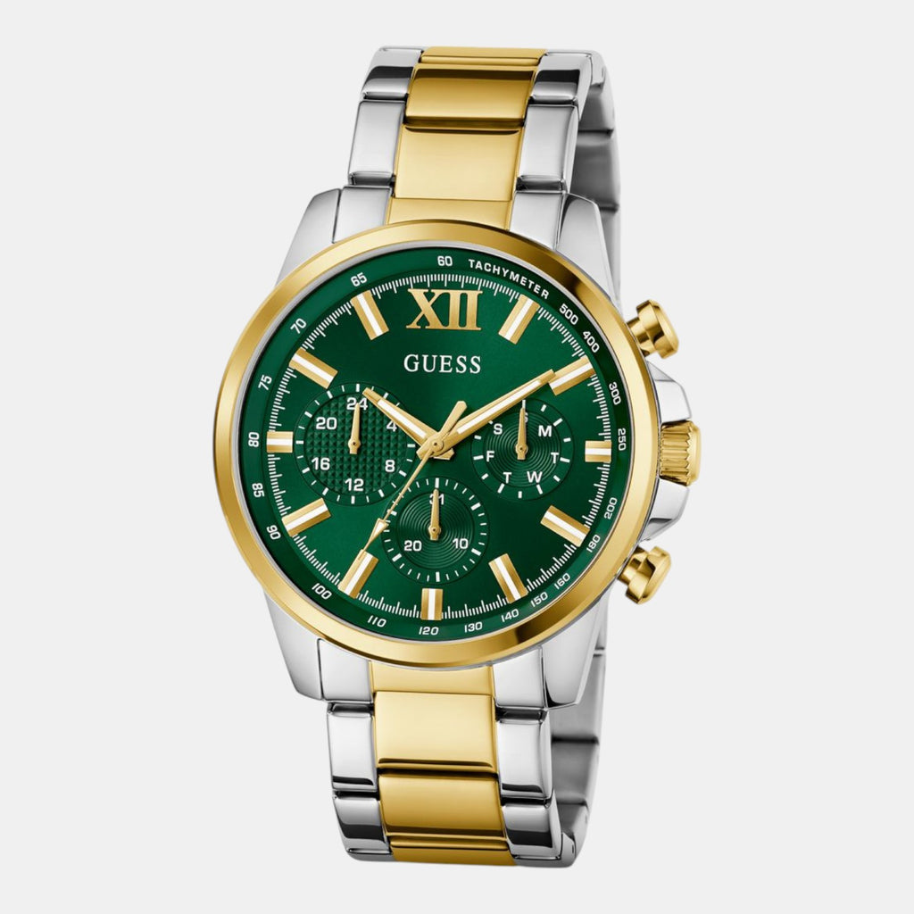 Guess Dress Men Quartz Green Dial Chronograph Stainless Steel Watch GW0900G5