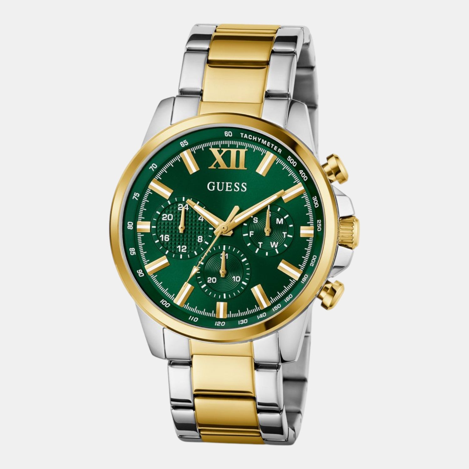 Guess Dress Men Quartz Green Dial Chronograph Stainless Steel Watch GW0900G5
