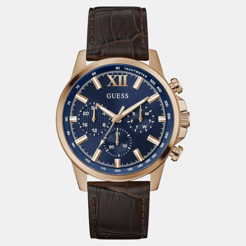 Guess Dress Men Quartz Blue Dial Chronograph Leather Watch GW0901G3