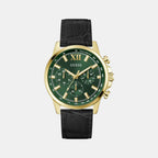 Guess Dress Men Quartz Green Dial Chronograph Leather Watch GW0901G4