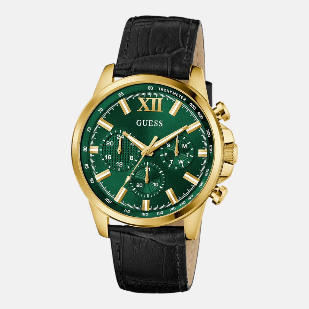Guess Dress Men Quartz Green Dial Chronograph Leather Watch GW0901G4