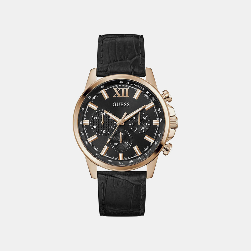 Guess Dress Men Quartz Black Dial Chronograph Leather Watch GW0901G5