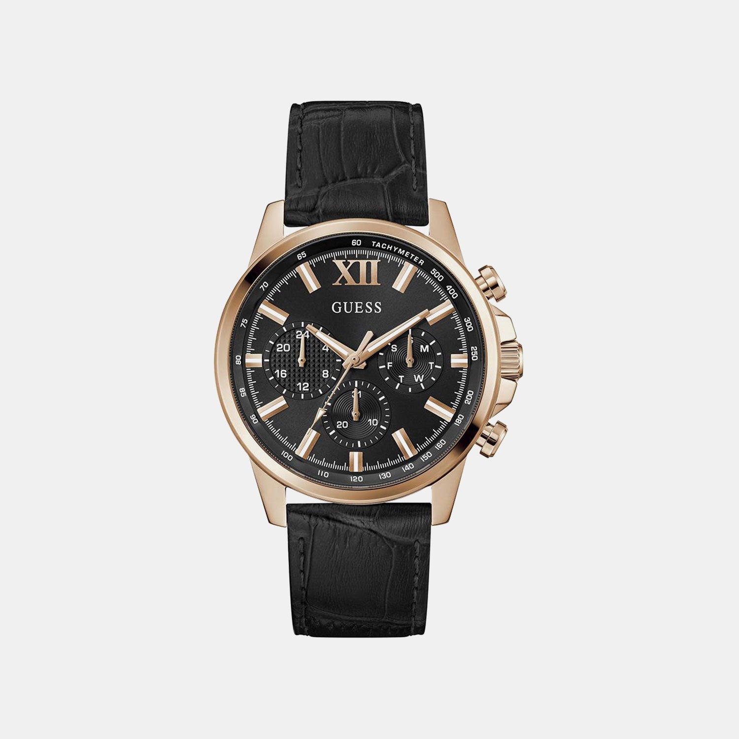 Guess Dress Men Quartz Black Dial Chronograph Leather Watch GW0901G5