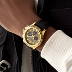 Guess Trend Men Quartz Black Dial Chronograph Silicone Watch GW0909G2