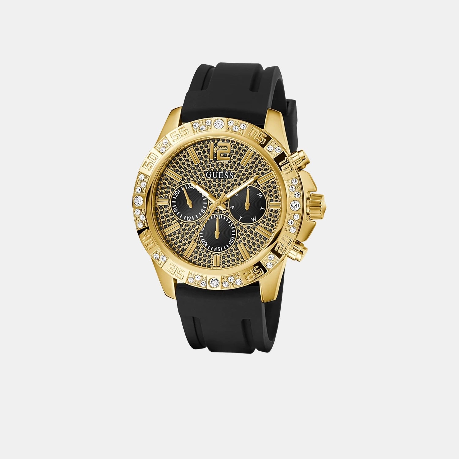 Guess Trend Men Quartz Black Dial Chronograph Silicone Watch GW0909G2