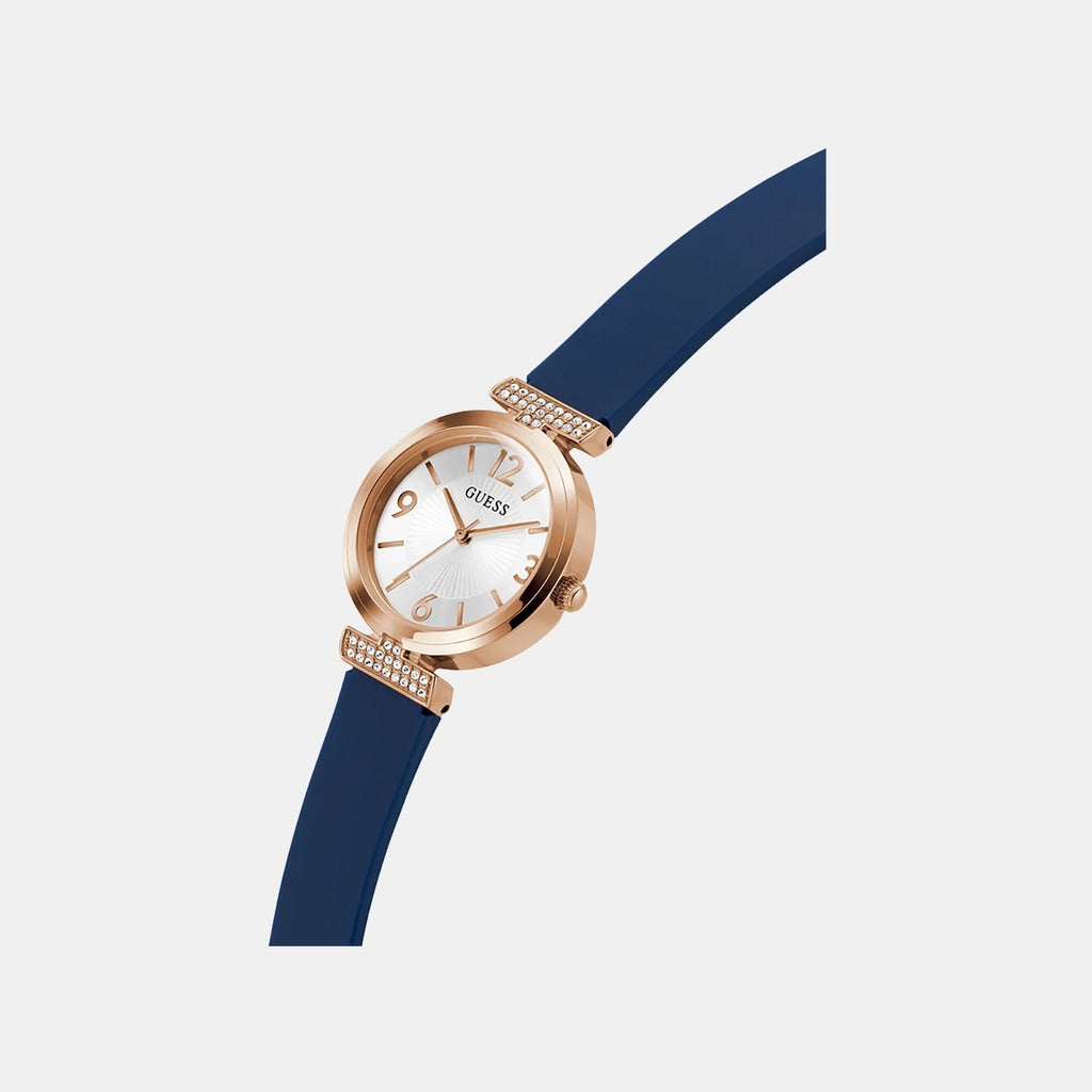 Guess Bejeweled Women Quartz White Dial Analog Silicone Watch GW0912L3