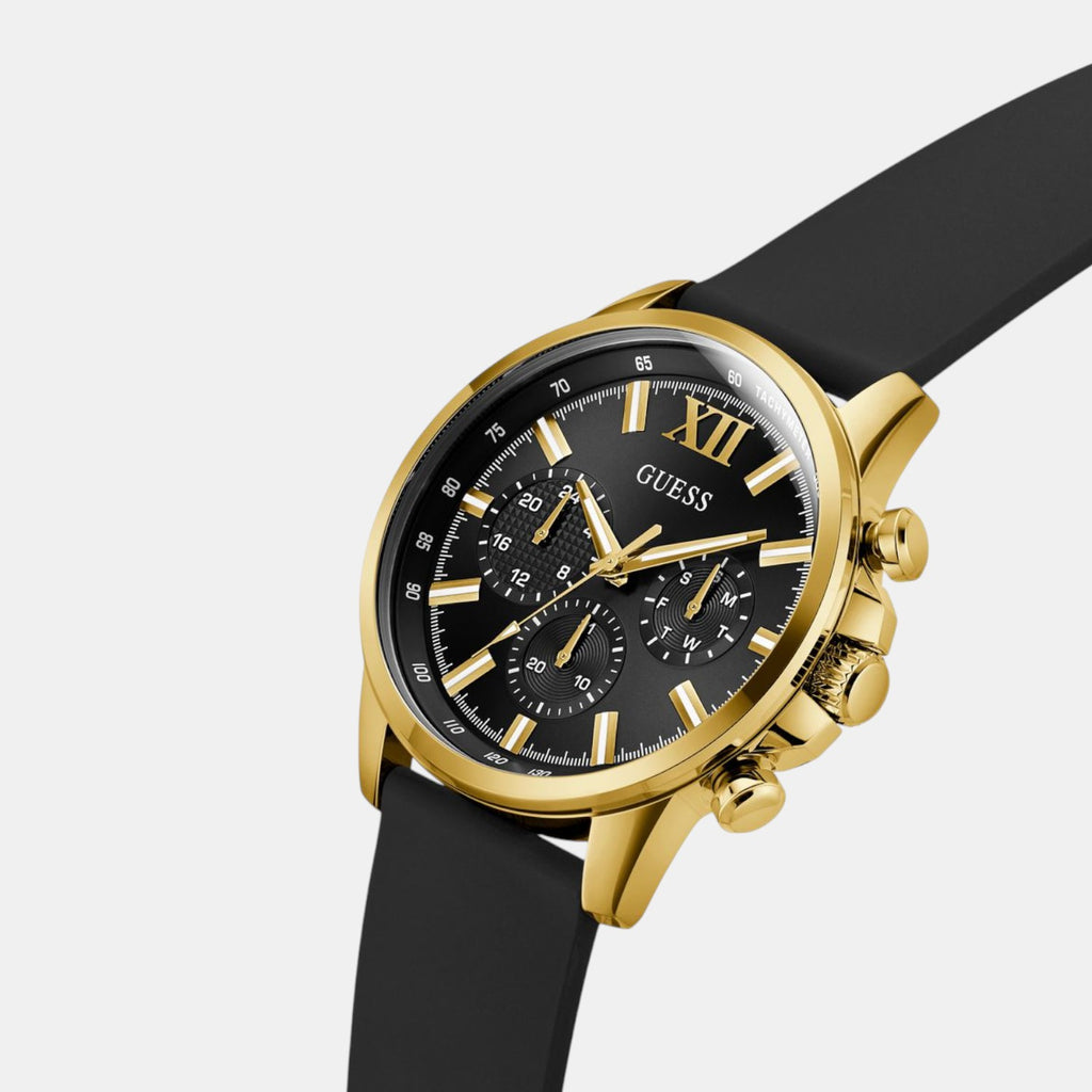Guess Dress Men Quartz Black Dial Chronograph Silicone Watch GW0913G2