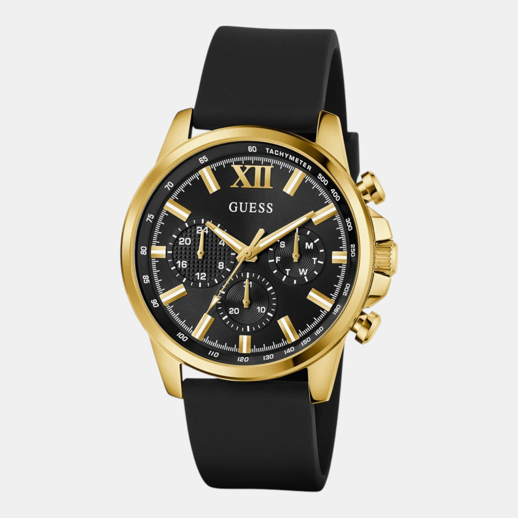 Guess Dress Men Quartz Black Dial Chronograph Silicone Watch GW0913G2