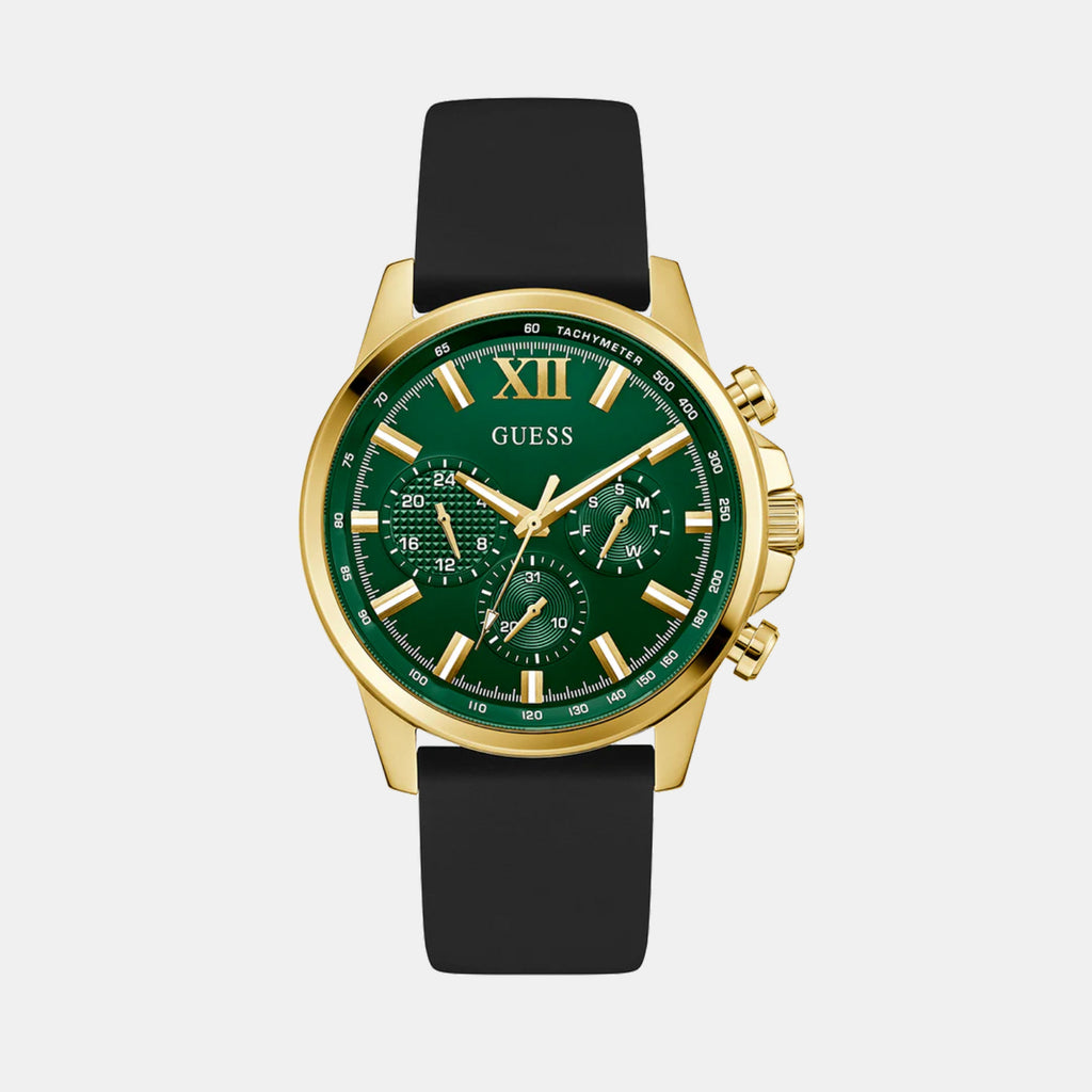 Dress Men Quartz Green Dial Chronograph Silicone Watch GW0913G4