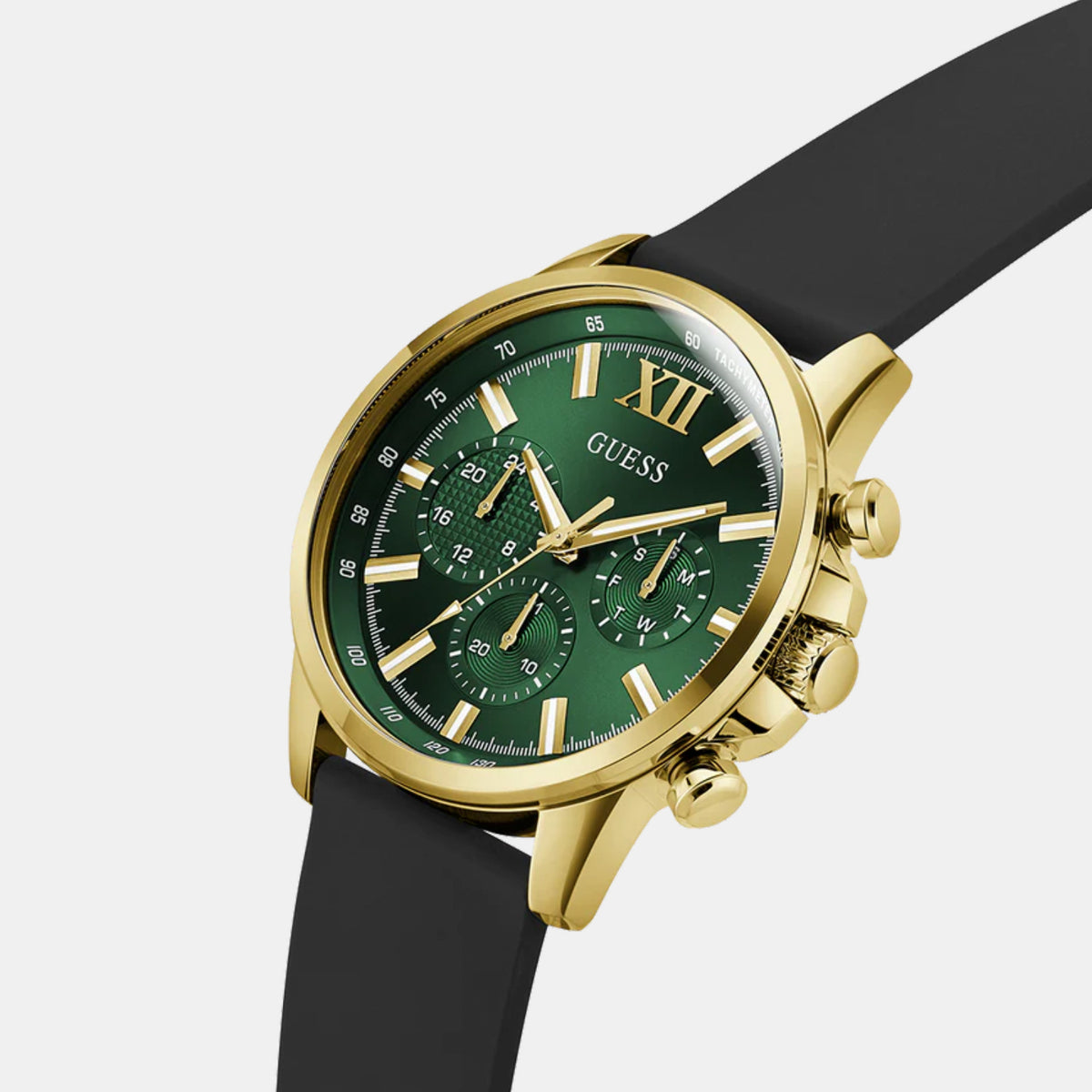 Gd Walker Men Quartz Green Dial Multi-Function Silicone Watch Gw0913G4