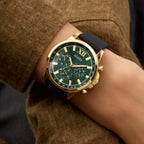 Dress Men Quartz Green Dial Chronograph Silicone Watch GW0913G4