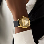 Badge Men Quartz Black Dial Analog Silicone Watch GW0916G1