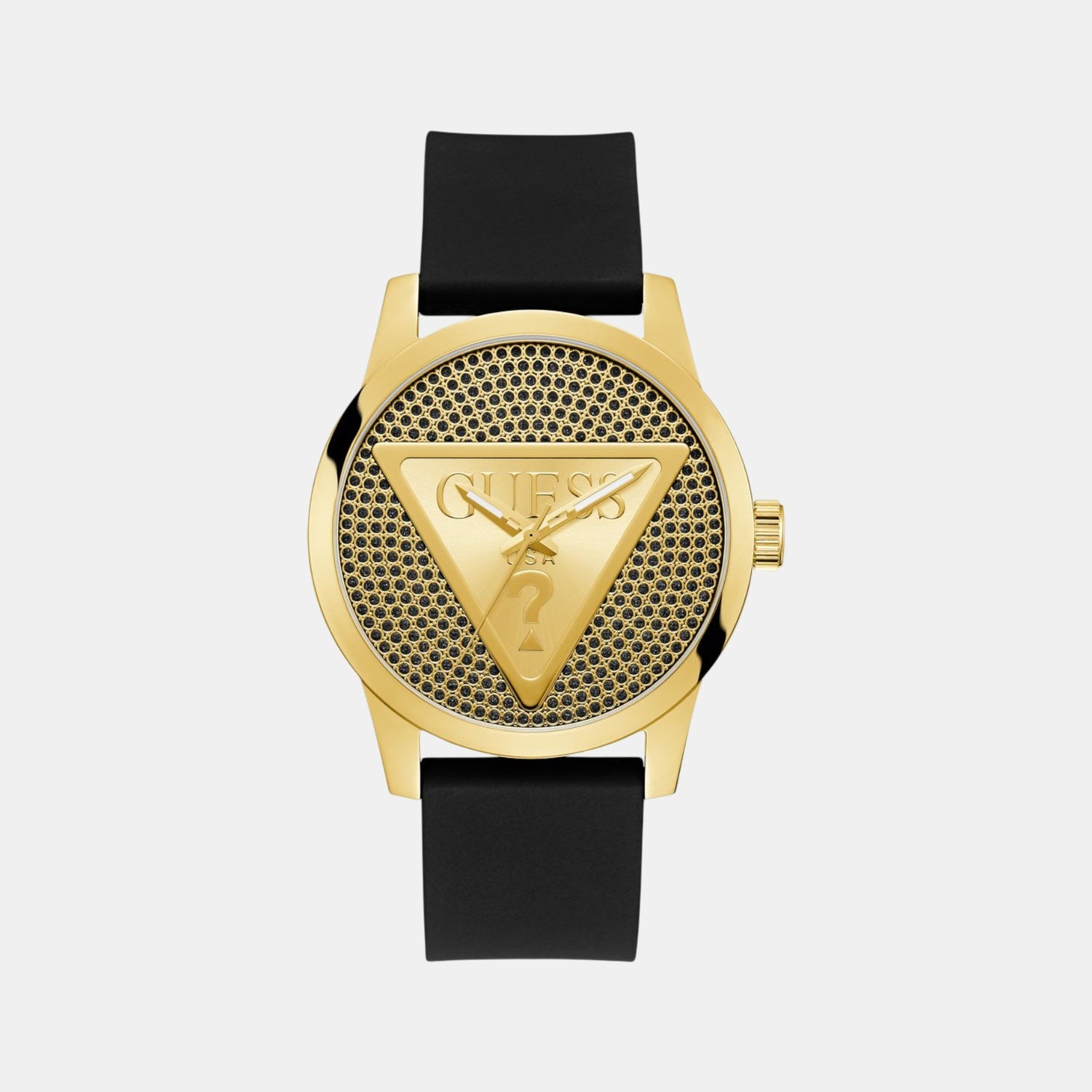 Badge Men Quartz Black Dial Analog Silicone Watch GW0916G1