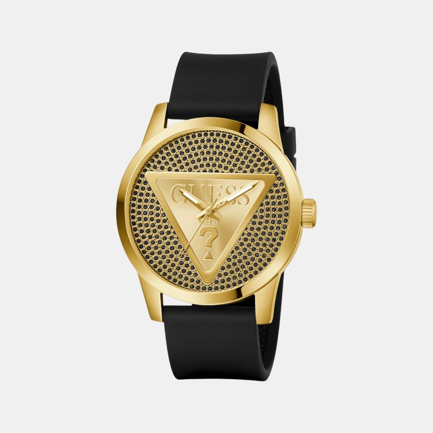 Badge Men Quartz Black Dial Analog Silicone Watch GW0916G1