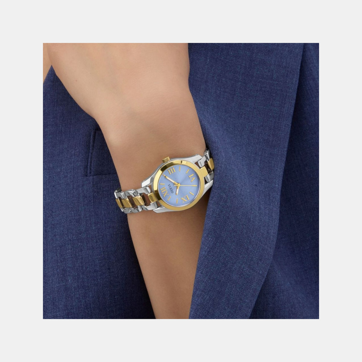 Gb Veda Women Quartz Blue Dial Analog Stainless Steel Watch Gw0927L3