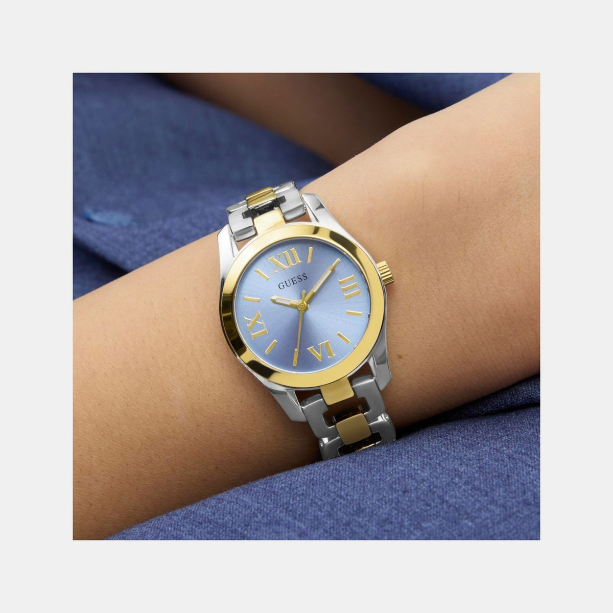 Gb Veda Women Quartz Blue Dial Analog Stainless Steel Watch Gw0927L3