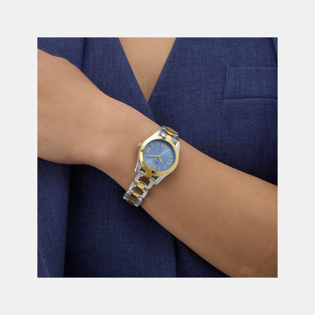 Gb Veda Women Quartz Blue Dial Analog Stainless Steel Watch Gw0927L3
