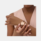 Veda Women Quartz Rose Gold Dial Analog Recycled Steel Watch GW0927L4