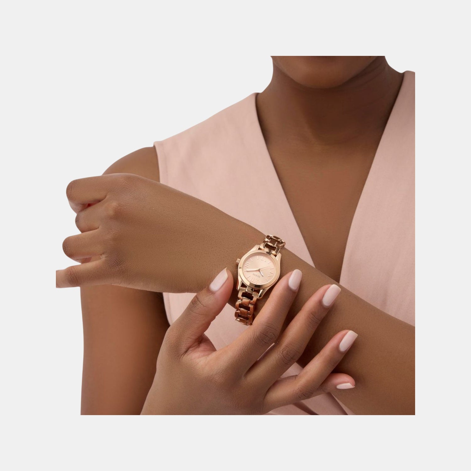 Veda Women Quartz Rose Gold Dial Analog Recycled Steel Watch GW0927L4